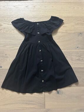 ASOS Black Off-Shoulder Button-Front Dress
